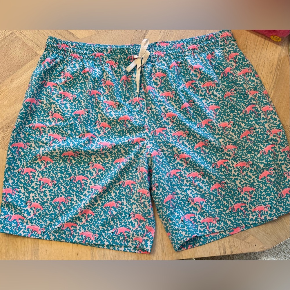 Chubbies Flamingo Swim Trunks 3X Men's XXXL Elastic Waist Drawstring Neon